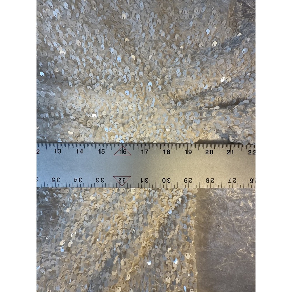 H&M Womens M Ivory Sequin Mini Dress Bell Sleeve Holiday Party Cocktail NWT - Picture 8 of 9